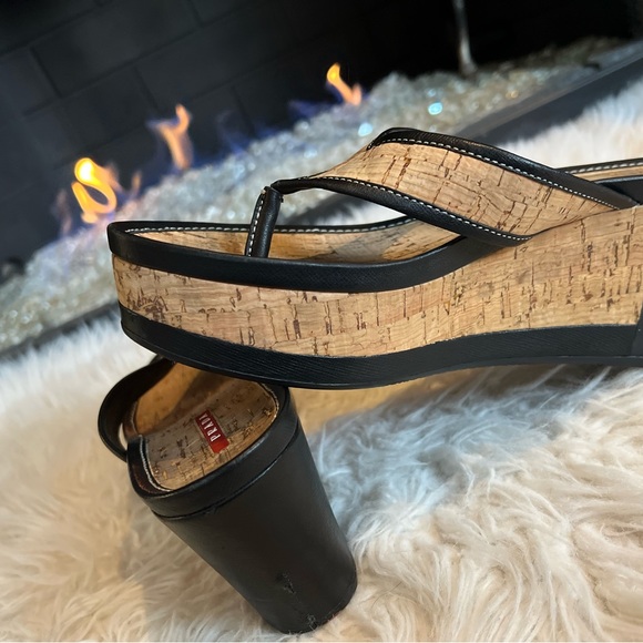 Prada Black Leather Trim & Cork Flip Flops - Picture 5 of 5